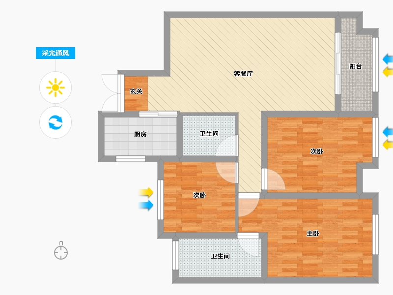 浙江省-嘉兴市-信远朗庭-83.74-户型库-采光通风