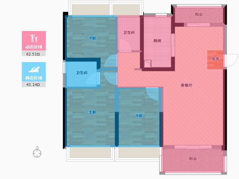 广东省-梅州市-大埔碧桂园-92.13-户型库-动静分区