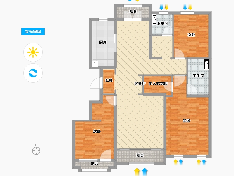 山东省-潍坊市-德润绿城百合园-120.00-户型库-采光通风