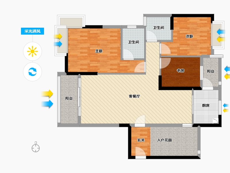 湖南省-衡阳市-钰秀家园-106.80-户型库-采光通风