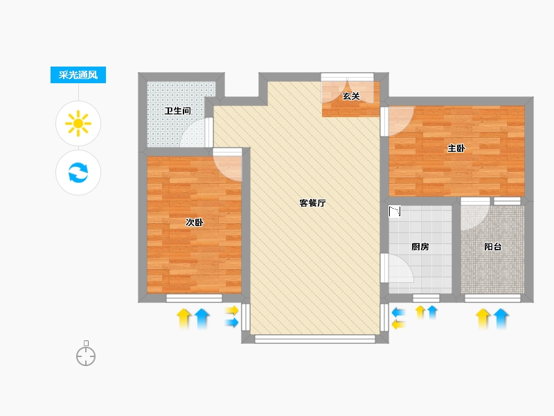 山东省-威海市-绿洲新城-63.11-户型库-采光通风