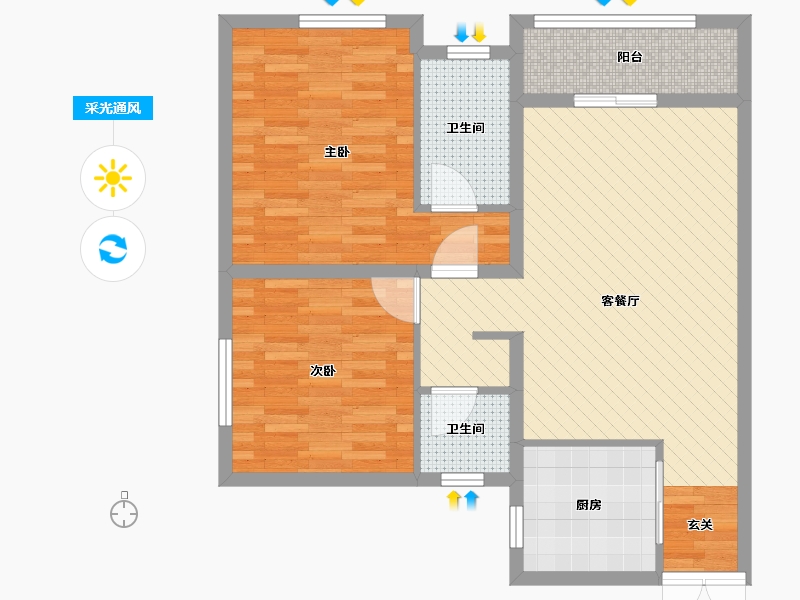 陕西省-西安市-长乐新城D区-77.66-户型库-采光通风