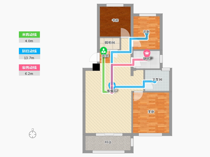 浙江省-杭州市-琴湖碧园-79.37-户型库-动静线