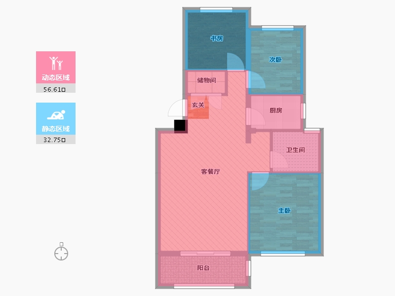 浙江省-杭州市-琴湖碧园-79.37-户型库-动静分区