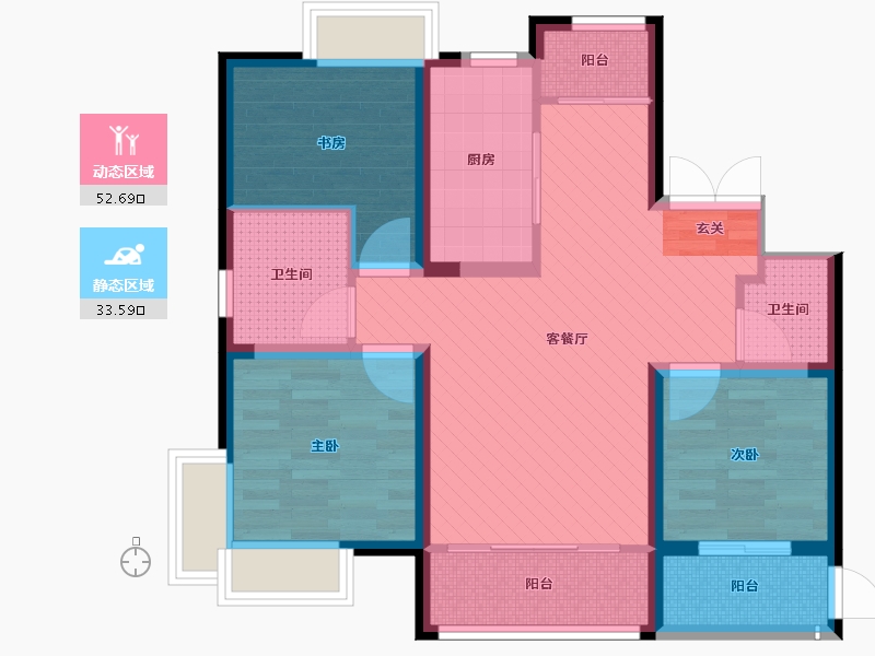 山东省-烟台市-海天雅筑-74.32-户型库-动静分区