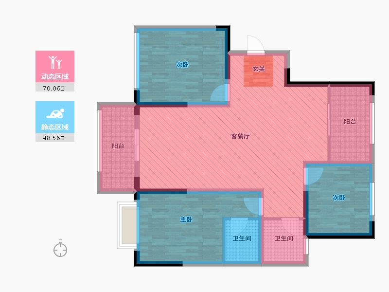 河北省-邯郸市-温泉小镇-105.34-户型库-动静分区