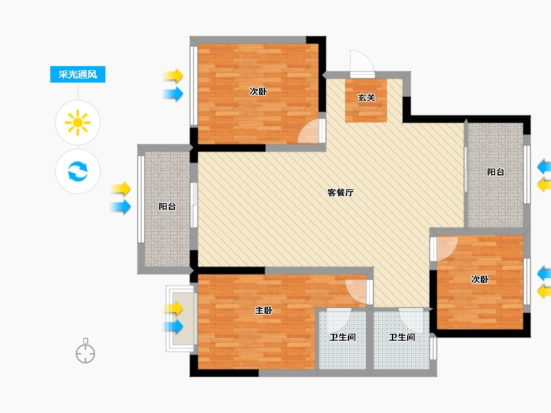 河北省-邯郸市-温泉小镇-105.34-户型库-采光通风