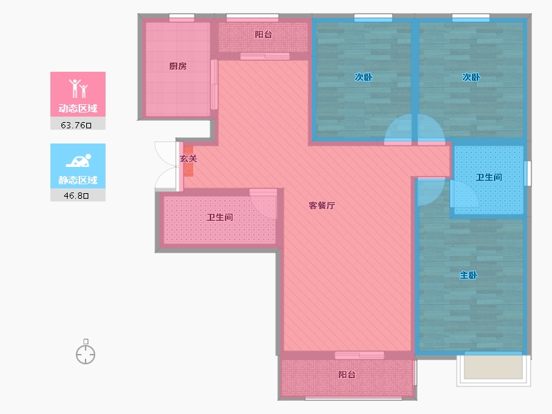 山东省-临沂市-凯润国际花园-96.42-户型库-动静分区