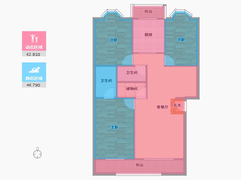 北京-北京市-潞河中学北宿舍-98.70-户型库-动静分区