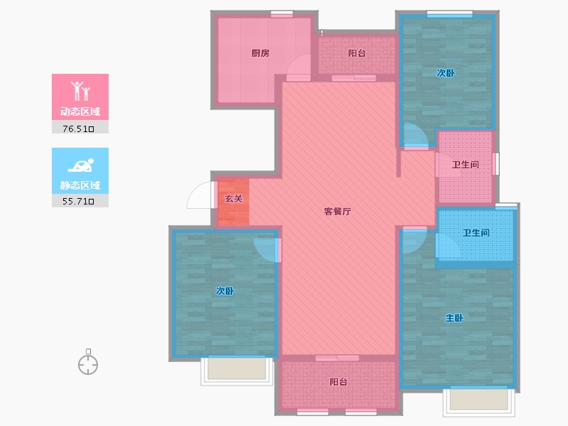 江苏省-徐州市-河畔春风-116.60-户型库-动静分区