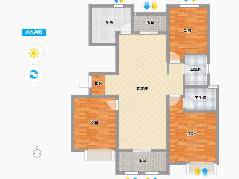 江苏省-徐州市-河畔春风-116.60-户型库-采光通风