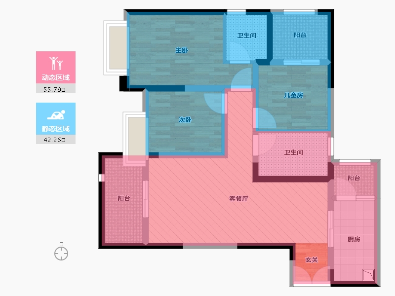 重庆-重庆市-融创凡尔赛领馆-83.73-户型库-动静分区