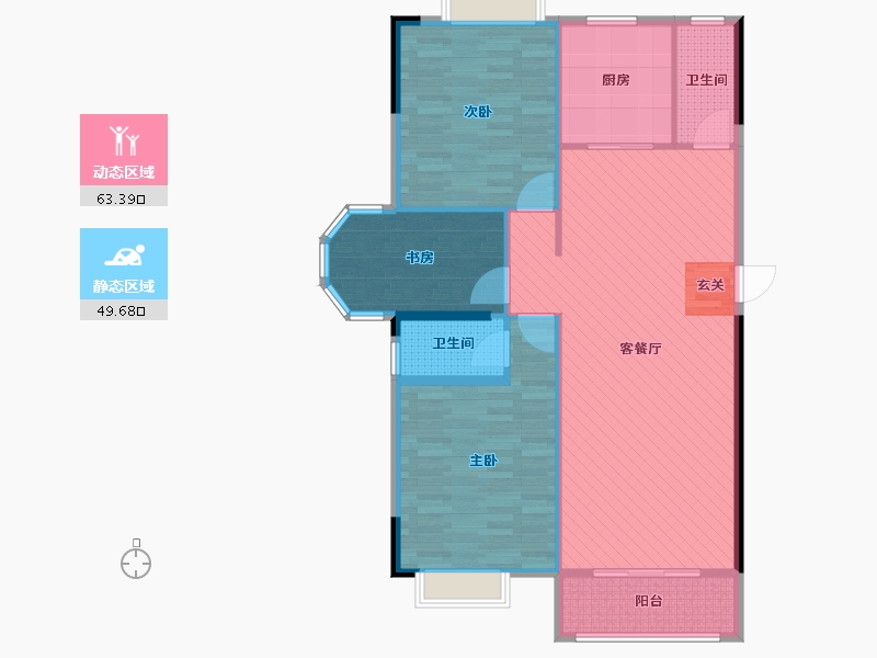 海南省-海口市-书香园-103.41-户型库-动静分区