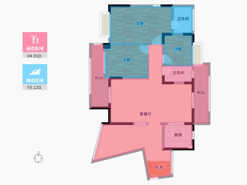 广东省-肇庆市-泰湖新城61栋04房-127.49-户型库-动静分区