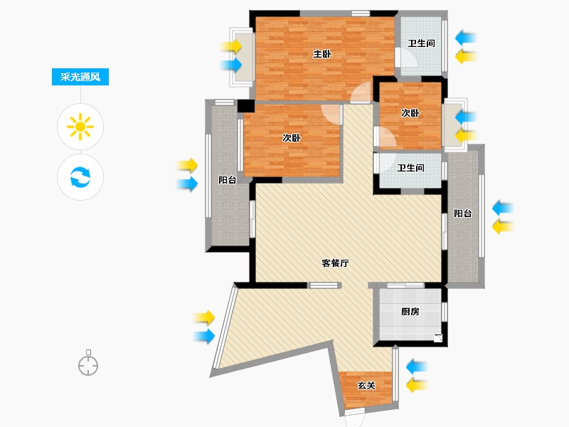 广东省-肇庆市-泰湖新城61栋04房-127.49-户型库-采光通风