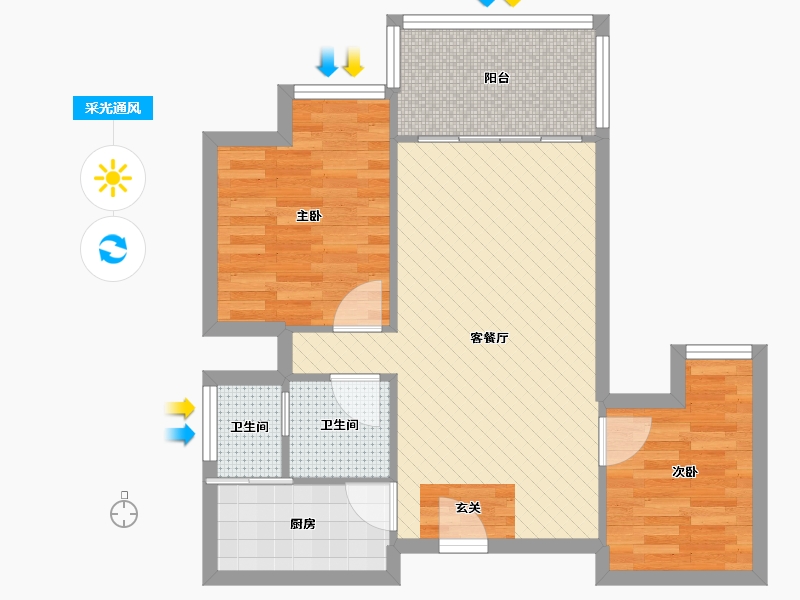 四川省-成都市-御源大湖区-62.43-户型库-采光通风