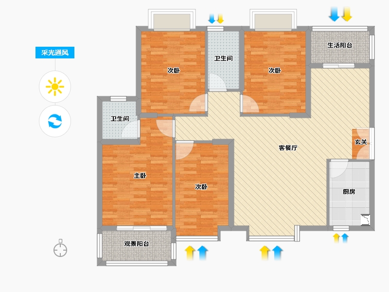 福建省-泉州市-西宅小区-116.06-户型库-采光通风