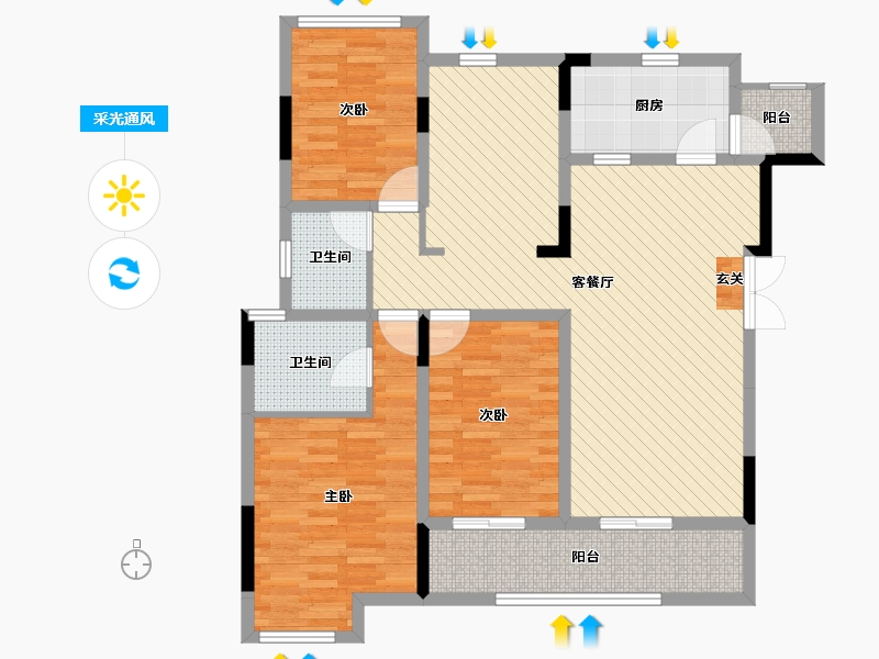 重庆-重庆市-融创春晖十里-107.54-户型库-采光通风