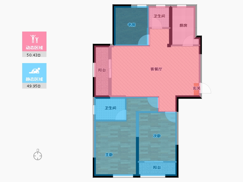 江苏省-徐州市-盛世茗居-88.53-户型库-动静分区