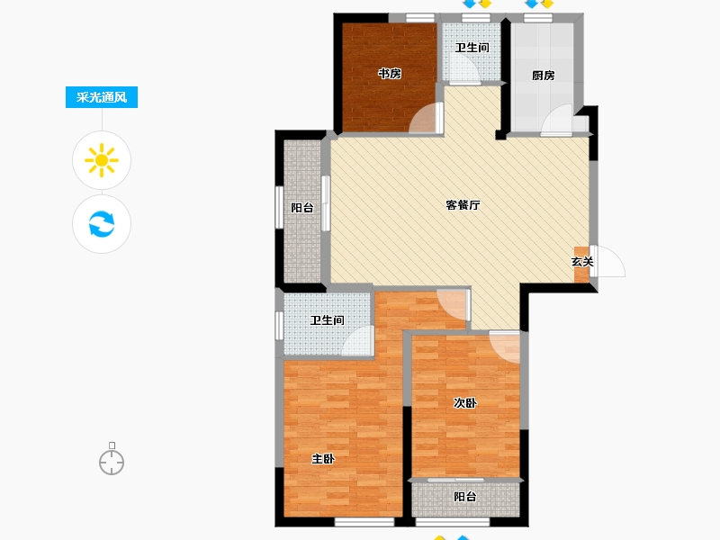 江苏省-徐州市-盛世茗居-88.53-户型库-采光通风