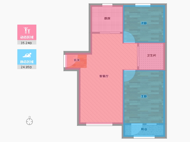 辽宁省-大连市-岭湾峰尚-53.65-户型库-动静分区