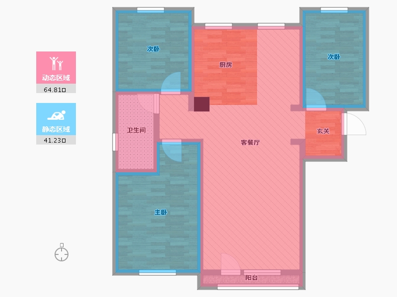 内蒙古自治区-赤峰市-百合田园-93.24-户型库-动静分区