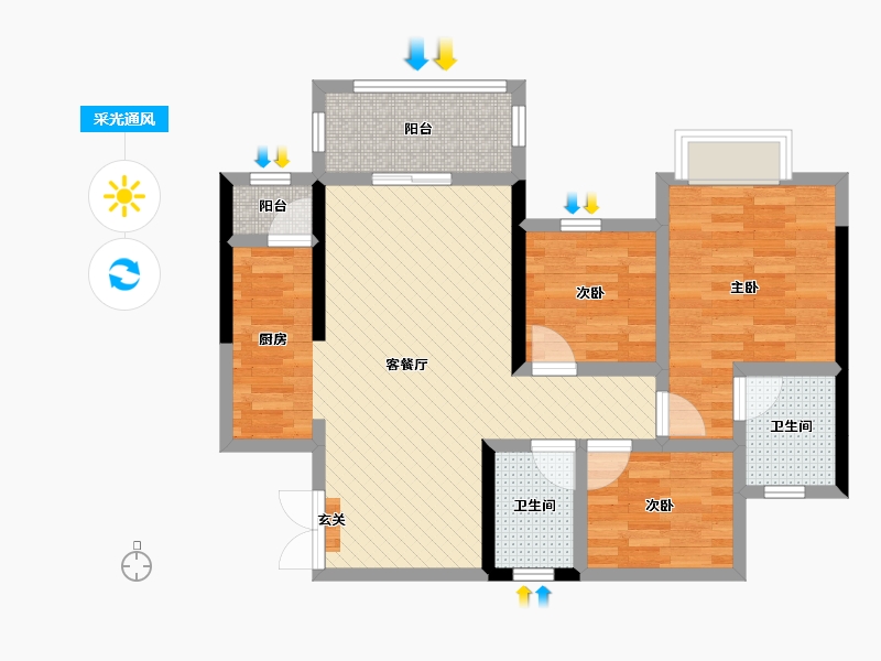 四川省-达州市-科华西城公馆-76.28-户型库-采光通风