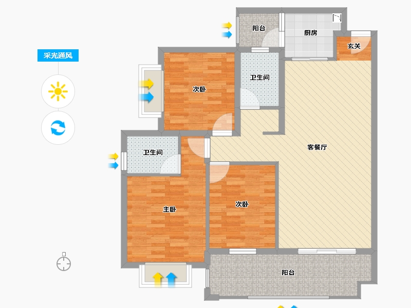 湖南省-衡阳市-君安御豪-100.34-户型库-采光通风