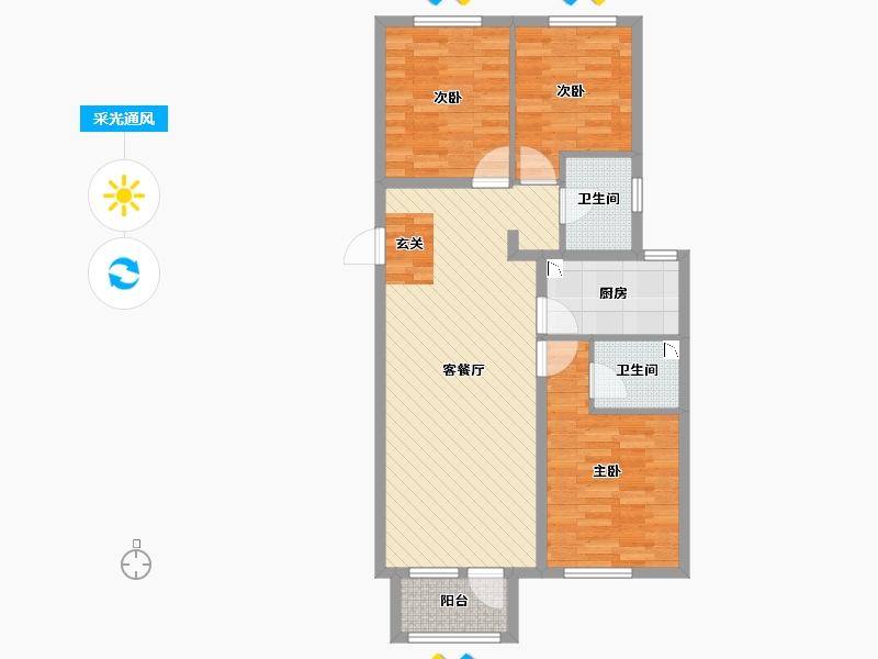 山东省-青岛市-龙湖锦璘原著-81.60-户型库-采光通风