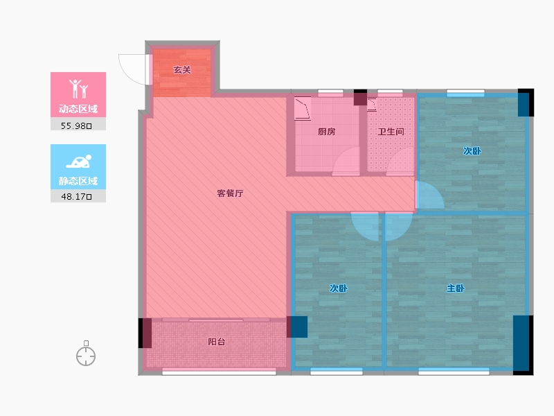 广东省-广州市-骏威广场-93.90-户型库-动静分区