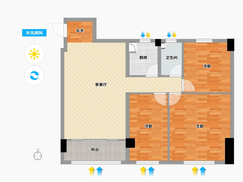 广东省-广州市-骏威广场-93.90-户型库-采光通风