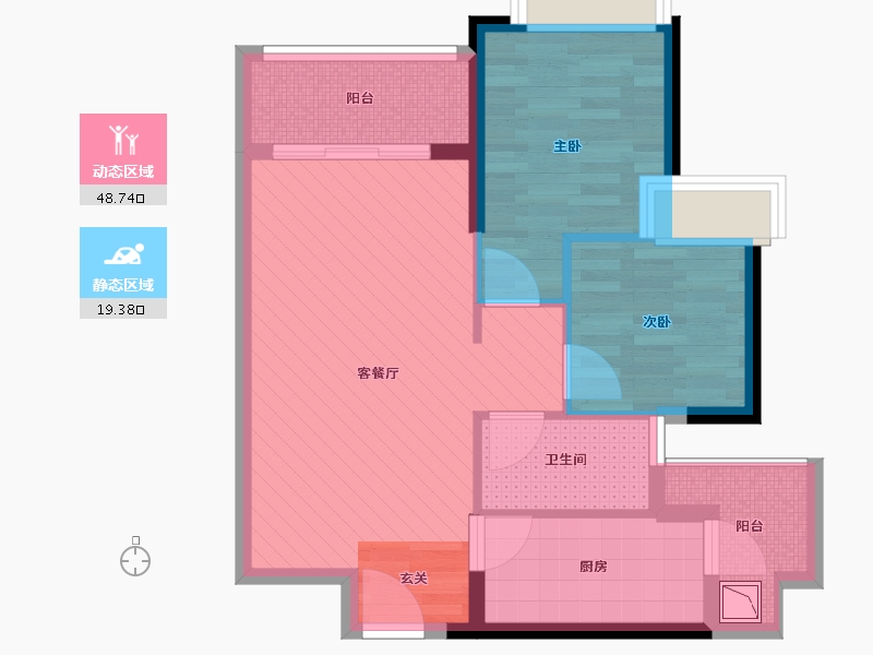 重庆-重庆市-大学城书香里-59.35-户型库-动静分区