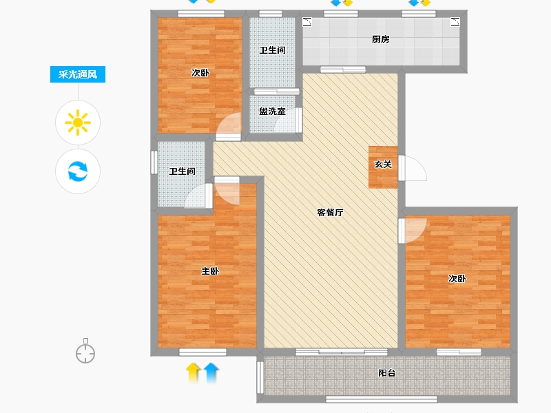 山东省-潍坊市-寿光市现代美城-115.98-户型库-采光通风