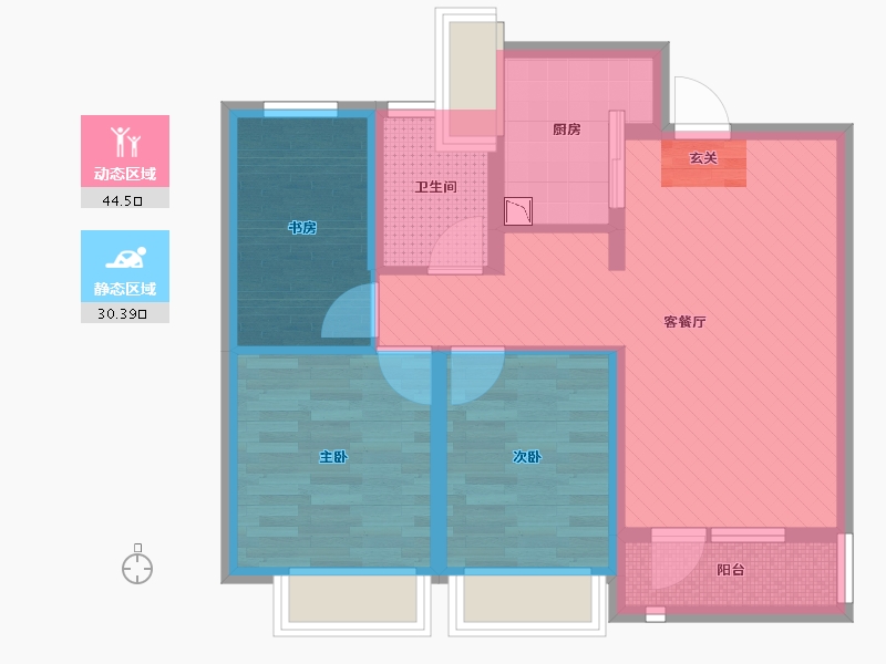 吉林省-长春市-峯璟小镇-64.95-户型库-动静分区