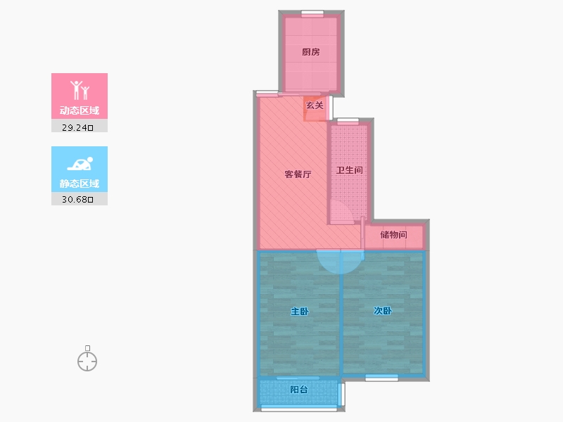 上海-上海市-靖宇东路85弄小区-52.68-户型库-动静分区