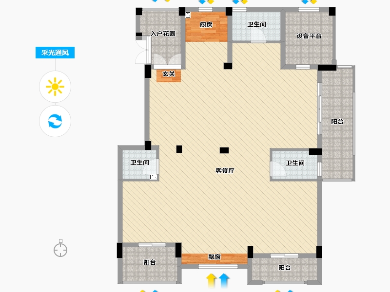 浙江省-嘉兴市-紫元・尚园-154.40-户型库-采光通风