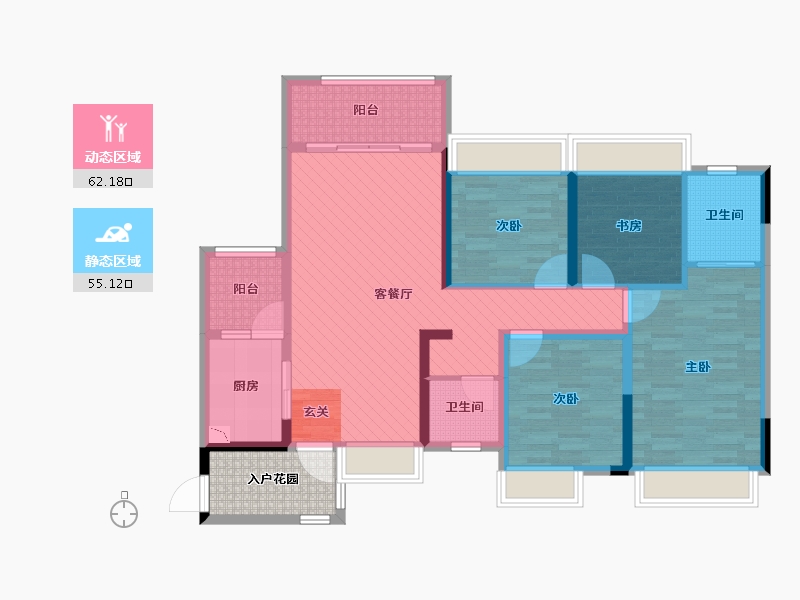 贵州省-遵义市-凯莱国际3期-108.01-户型库-动静分区