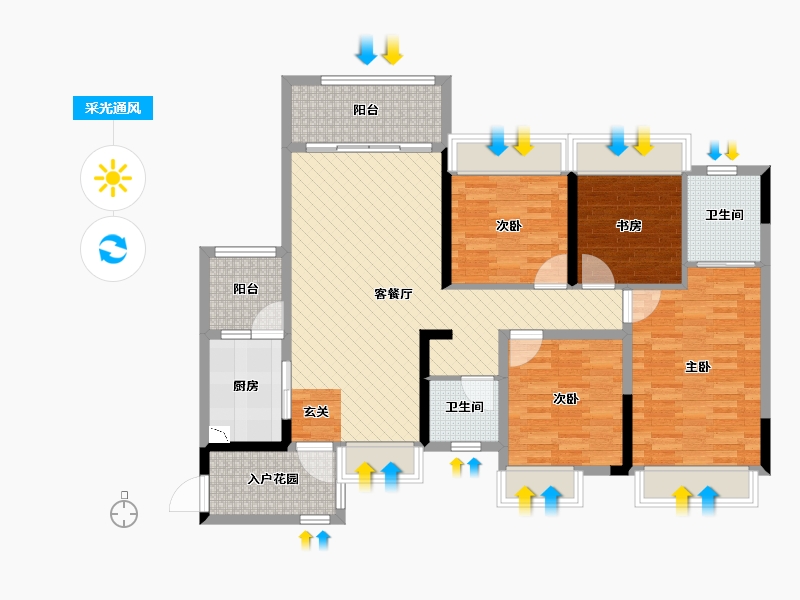 贵州省-遵义市-凯莱国际3期-108.01-户型库-采光通风