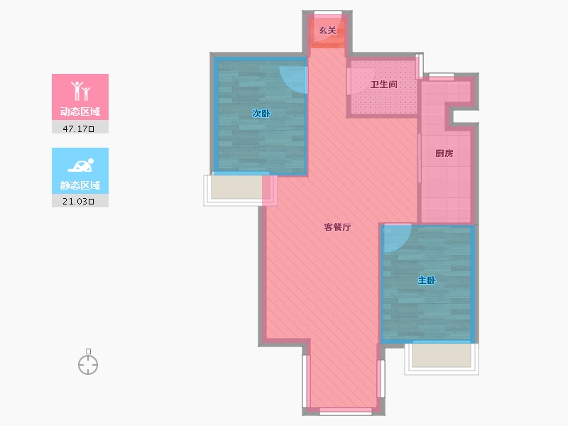 天津-天津市-俊城浅水湾花园22号公寓-60.94-户型库-动静分区