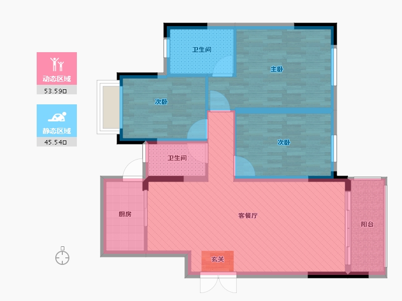 广东省-江门市-金州花城-87.82-户型库-动静分区