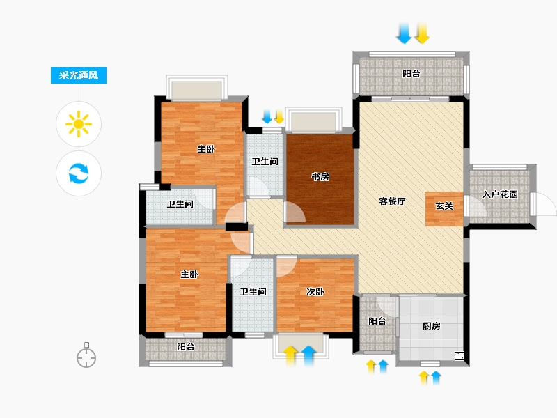 广东省-阳江市-金鼎花园-125.41-户型库-采光通风