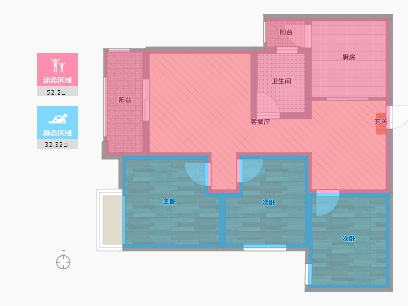 湖南省-常德市-宝峰欣城(建设中)-72.43-户型库-动静分区