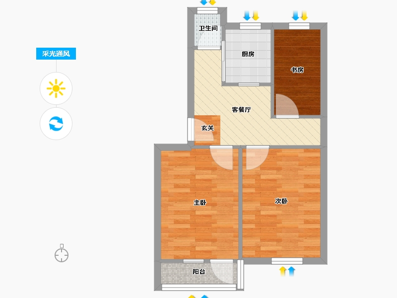 江苏省-南京市-锁金二村-46.57-户型库-采光通风