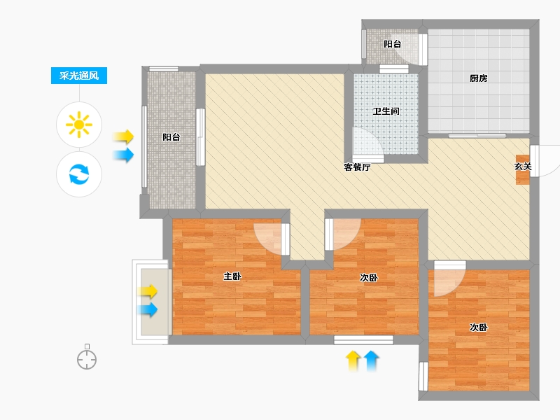 湖南省-常德市-宝峰欣城(建设中)-72.43-户型库-采光通风