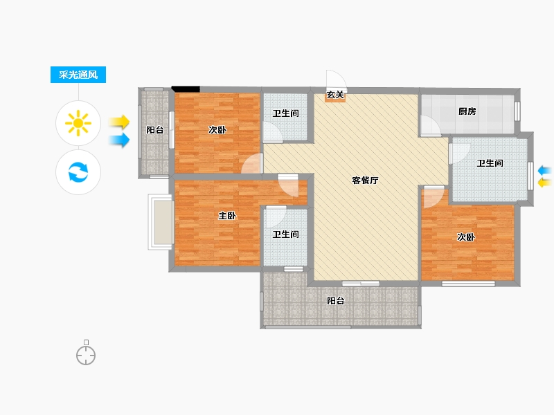 安徽省-黄山市-祥和华府-115.21-户型库-采光通风