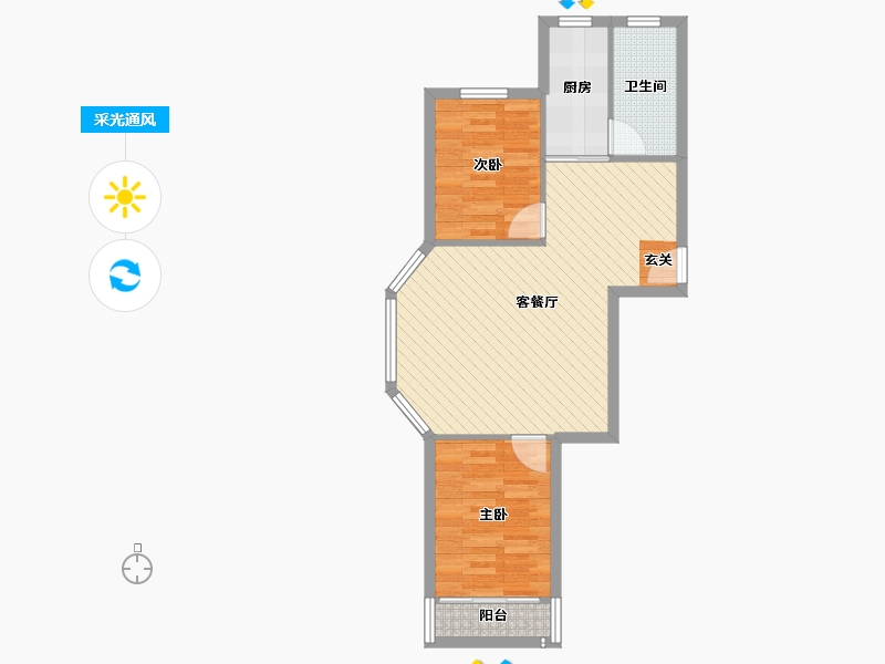 山东省-烟台市-星海花园-61.72-户型库-采光通风