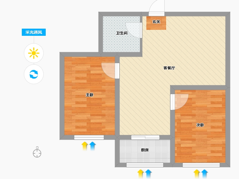 辽宁省-沈阳市-益格清水湾69号-56.51-户型库-采光通风