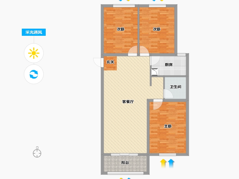 河北省-唐山市-红凤名邸-98.00-户型库-采光通风