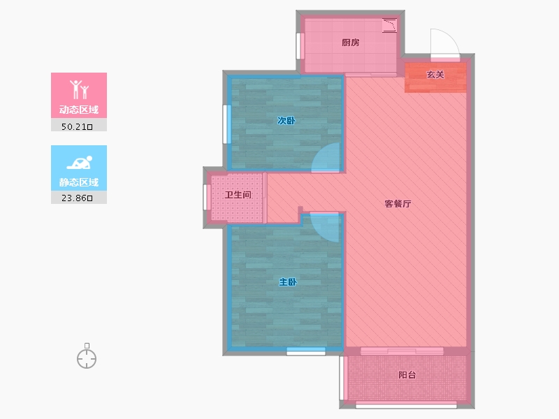 河北省-张家口市-书香佳苑-66.30-户型库-动静分区