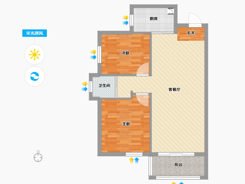 河北省-张家口市-书香佳苑-66.30-户型库-采光通风